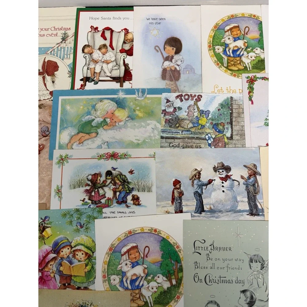 Vintage Christmas Cards Fronts ONLY Traditional Scrapbooking Decoupage Lot 50+